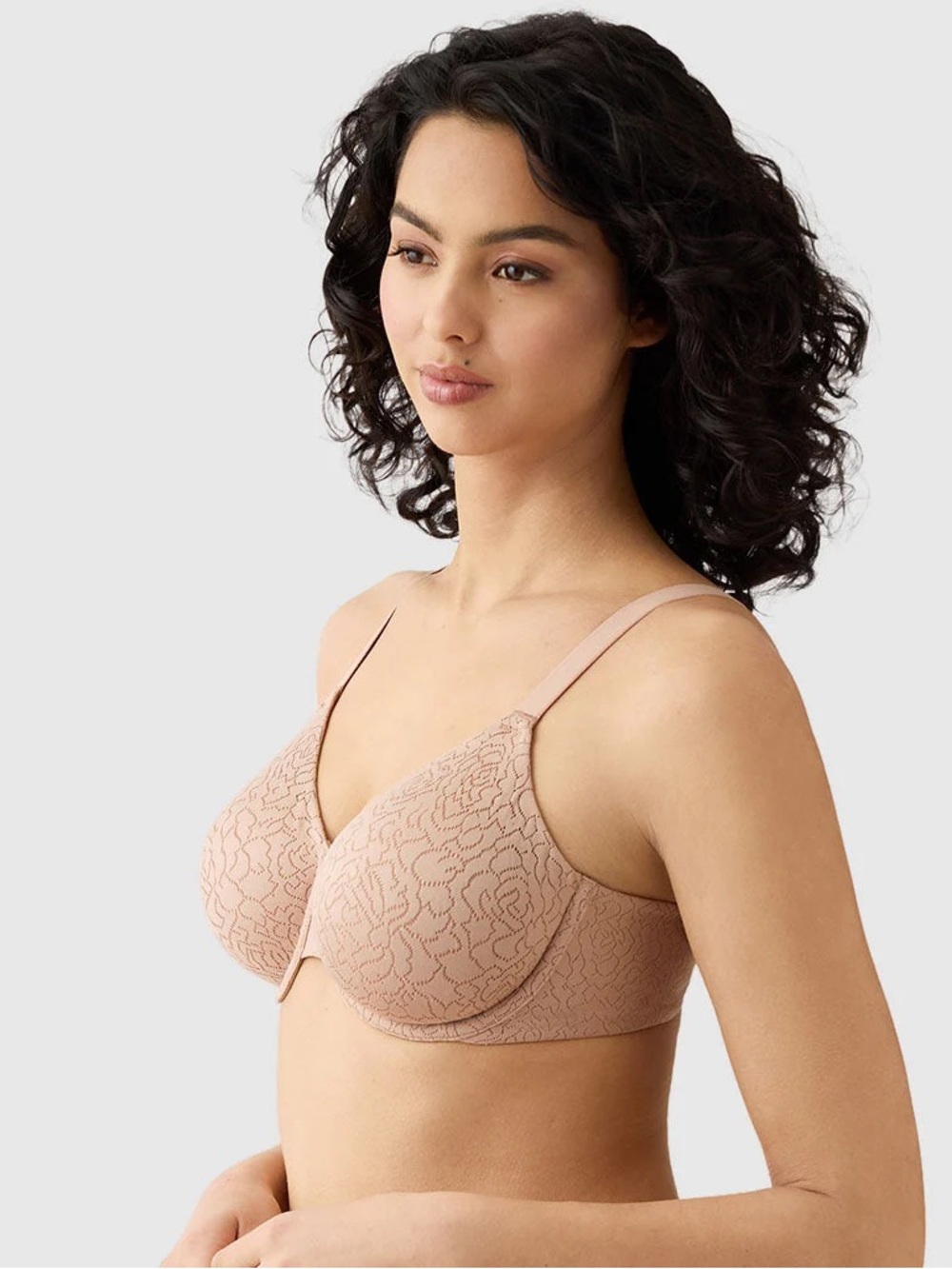 NWT Wacoal Inside Job Underwire Bra Beige Neutral 36D Floral Lace Seamless